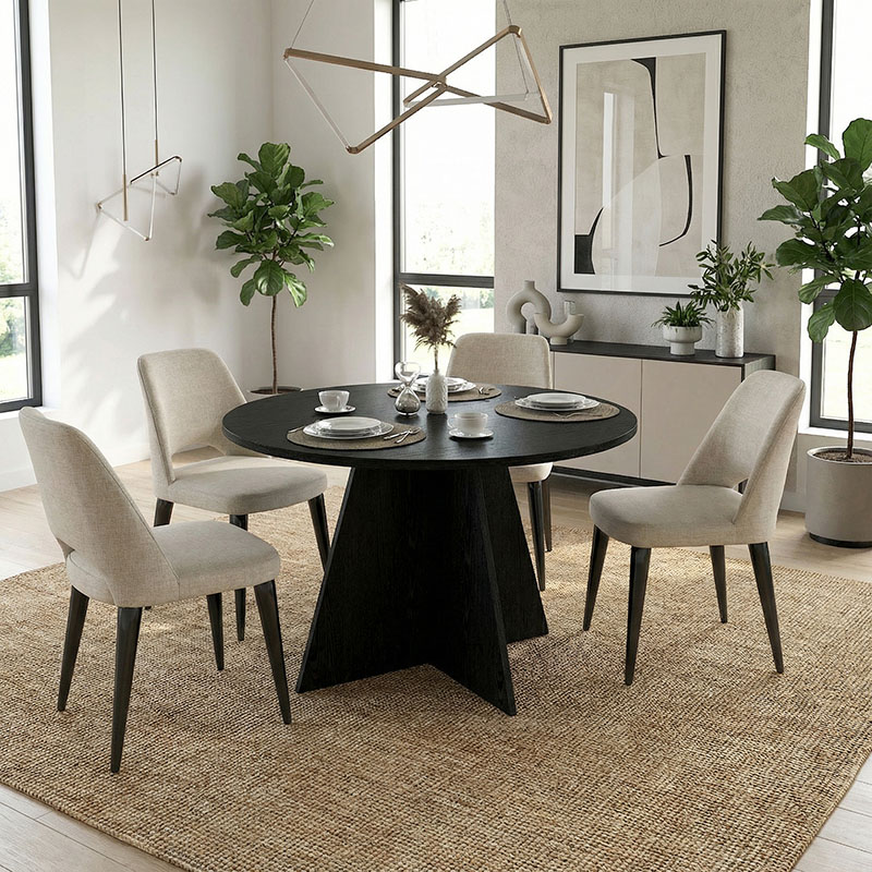 Τραπέζι Tailor Megapap χρώμα sencron black Ø120x75,7εκ.