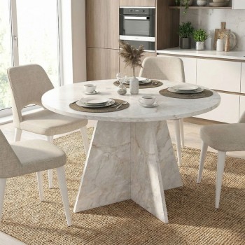 Τραπέζι Tailor Megapap χρώμα λευκό εφέ μαρμάρου Ø120x75,7εκ.