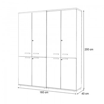 Ντουλάπα γραφείου με κλειδαριά επαγγελματική Venturo Megapap χρώμα ανθρακί - καρυδί 160x40x200εκ.