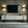 Έπιπλο τηλεόρασης Luxe Megapap χρώμα λευκό - μαύρο 180x30x50εκ.