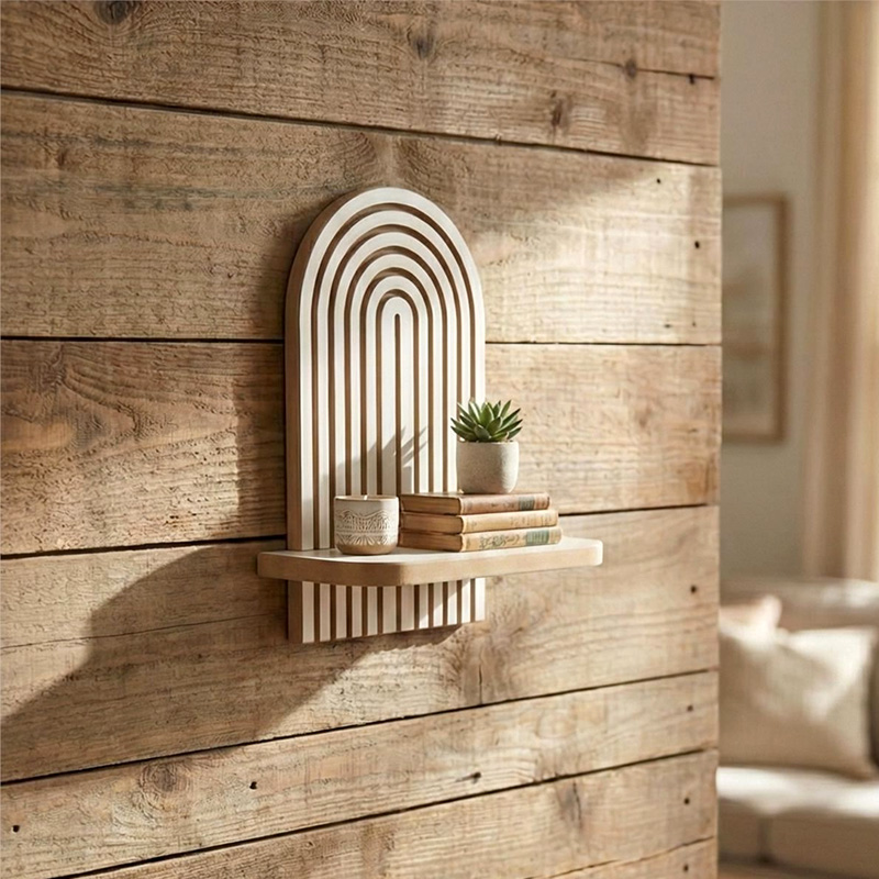 Ραφιέρα τοίχου Artwill Megapap Mdf χρώμα λευκό - oak 26x13x35εκ.