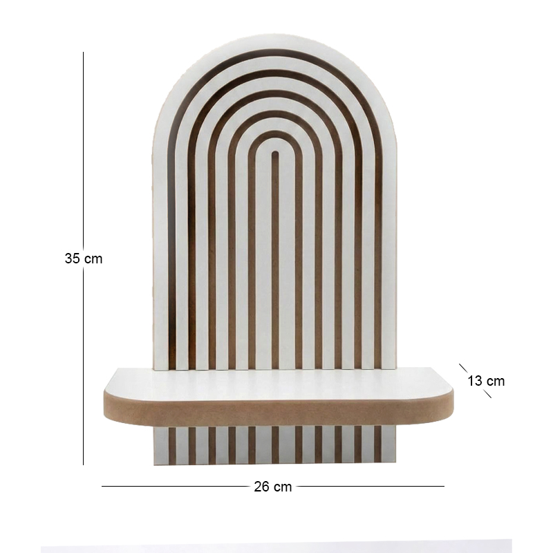 Ραφιέρα τοίχου Artwill Megapap Mdf χρώμα λευκό - oak 26x13x35εκ.