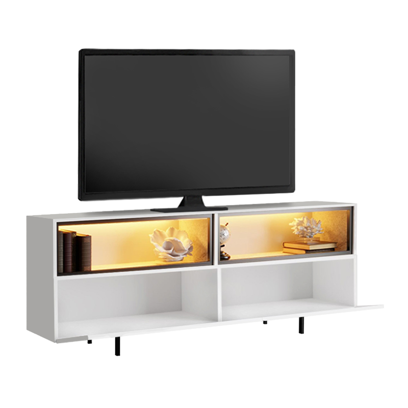 Έπιπλο τηλεόρασης Eco Megapap με Led Rgb χρώμα λευκό 180x32x67εκ.