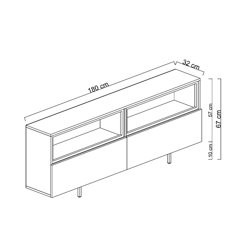 Έπιπλο τηλεόρασης Eco Megapap με Led Rgb χρώμα travertine 180x32x67εκ.