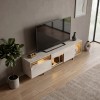Έπιπλο τηλεόρασης Norm Megapap με Led Rgb χρώμα travertine - χρυσό 180x32x55εκ.