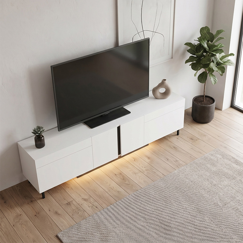 Έπιπλο τηλεόρασης Arlen Megapap με Led Rgb χρώμα λευκό 180x32x50εκ.