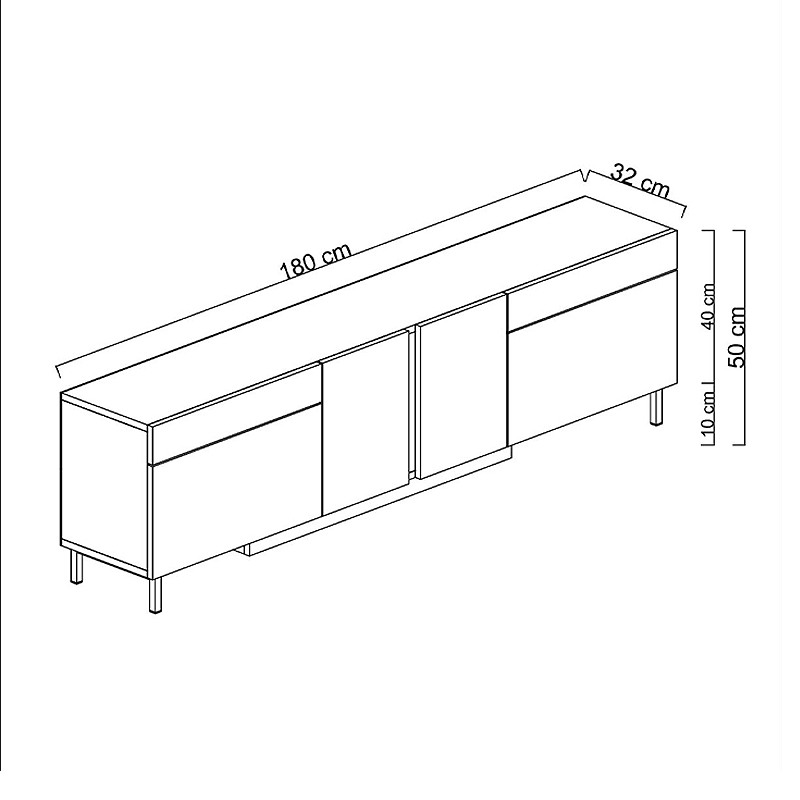 Έπιπλο τηλεόρασης Arlen Megapap με Led Rgb χρώμα travertine 180x32x50εκ.