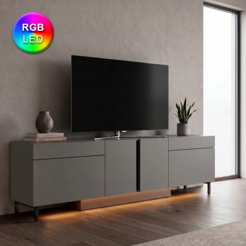 Έπιπλο τηλεόρασης Arlen Megapap με Led Rgb χρώμα ανθρακί 180x32x50εκ.