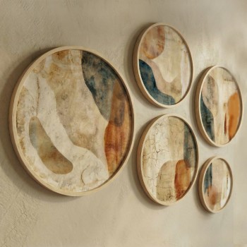 Διακοσμητικό τοίχου Nima Megapap σετ 5 τμχ ξύλινο - Mdf χρώμα φυσικό