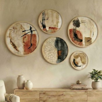 Διακοσμητικό τοίχου Nima Megapap σετ 5 τμχ ξύλινο - Mdf χρώμα φυσικό