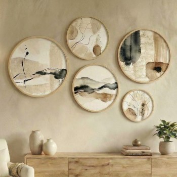 Διακοσμητικό τοίχου Nima Megapap σετ 5 τμχ ξύλινο - Mdf χρώμα φυσικό