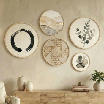 Διακοσμητικό τοίχου Nima Megapap σετ 5 τμχ ξύλινο - Mdf χρώμα φυσικό