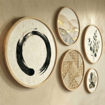 Διακοσμητικό τοίχου Nima Megapap σετ 5 τμχ ξύλινο - Mdf χρώμα φυσικό