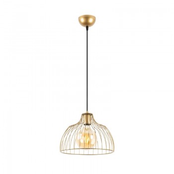 Φωτιστικό οροφής Treiso Megapap E27 μεταλλικό μονόφωτο χρώμα χρυσό Ø28x126εκ.