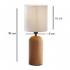 Φωτιστικό επιτραπέζιο Cora Megapap E14 ξύλινο - ύφασμα Pvc χρώμα φυσικό - κρεμ Ø15x35εκ.