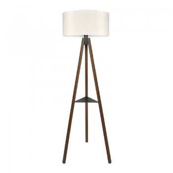 Φωτιστικό δαπέδου Thomas Megapap E27 Mdf/ύφασμα Pvc χρώμα καρυδί - κρεμ 38x38x135εκ.