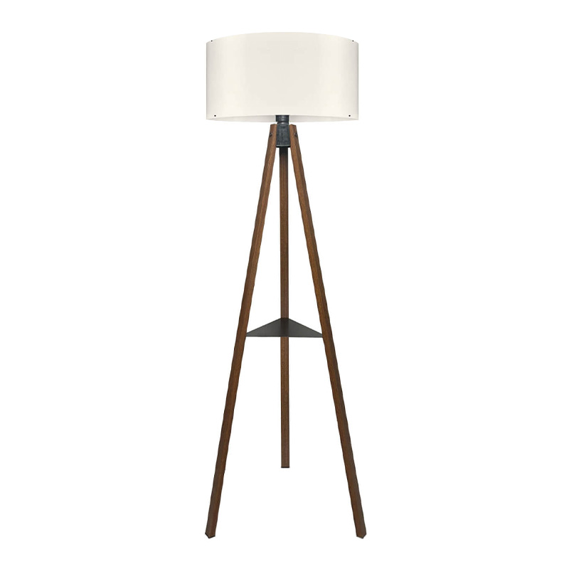 Φωτιστικό δαπέδου Thomas Megapap E27 Mdf/ύφασμα Pvc χρώμα καρυδί - κρεμ 38x38x135εκ.