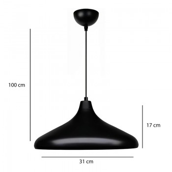 Φωτιστικό οροφής Lela Megapap E27 μεταλλικό μονόφωτο χρώμα μαύρο Ø31x100εκ.