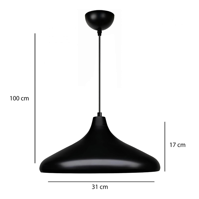 Φωτιστικό οροφής Lela Megapap E27 μεταλλικό μονόφωτο χρώμα μαύρο Ø31x100εκ.
