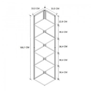 Βιβλιοθήκη γωνιακή Lidia Megapap χρώμα μαύρο - καπνιστή καρυδιά 33,5x33,5x180εκ.