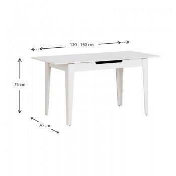 Τραπέζι Trendline Megapap επεκτεινόμενο χρώμα λευκό 120/150x70x75εκ.