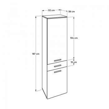 Ντουλάπι με καλάθι απλύτων Diamond Megapap χρώμα λευκό gloss 52x38x187εκ.