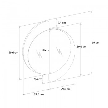 Καθρέπτης τοίχου Sevilla Μegapap χρώμα λευκό 59,2x2,2x69εκ.