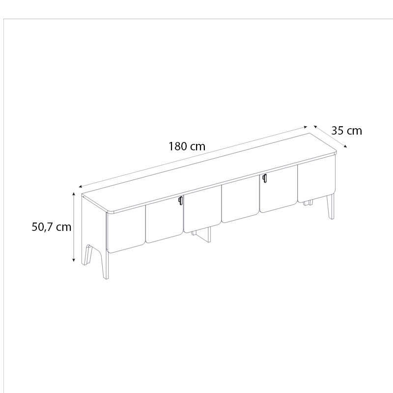 Έπιπλο τηλεόρασης Pedro Megapap χρώμα ανθρακί - rota oak 180x35x50,7εκ.