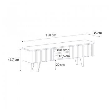 Έπιπλο τηλεόρασης Gemma Megapap χρώμα sepet oak 150x35x46,7εκ.