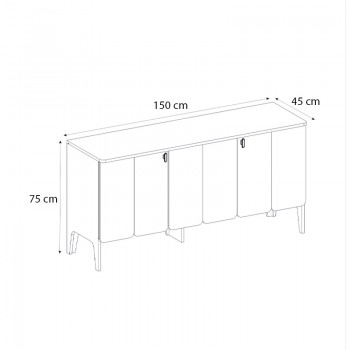 Μπουφές Pedro Megapap χρώμα ανθρακί - rota oak 150x45x75εκ.