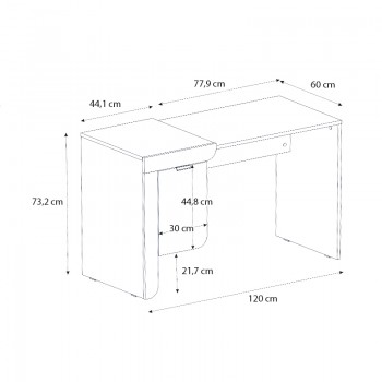 Γραφείο εργασίας Dario Megapap χρώμα sepet oak - λευκό 120x60x73,2εκ.