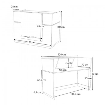Γραφείο υποδοχής - reception Gemini Megapap χρώμα λευκό 120x70x110εκ.