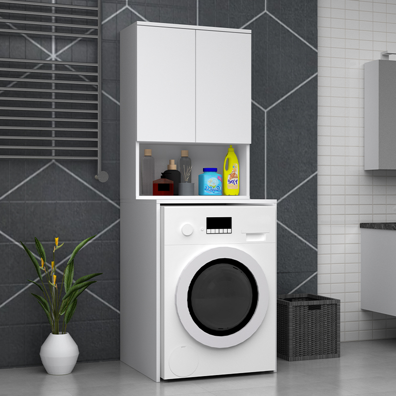 Έπιπλο πλυντηρίου Cozen Megapap χρώμα λευκό 65x60x178εκ.