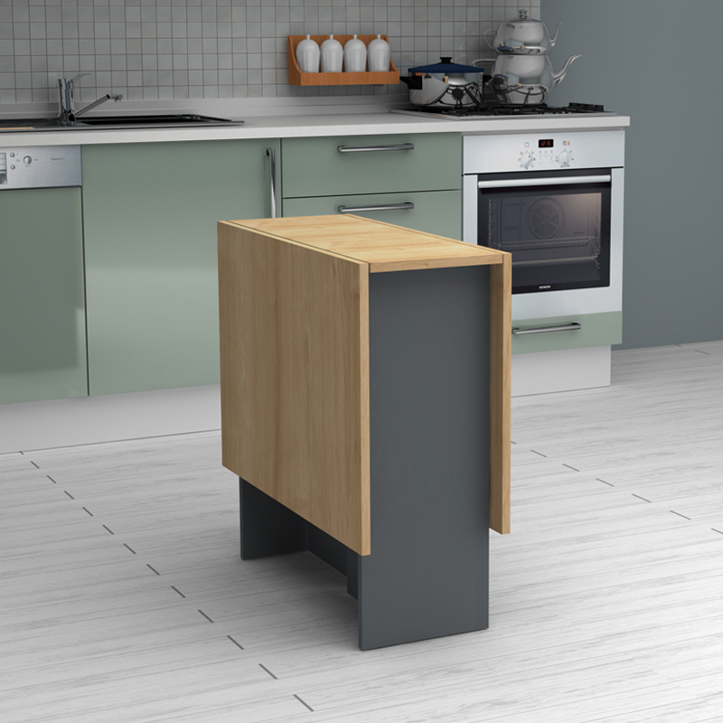 Τραπέζι Pepe Megapap επεκτεινόμενο χρώμα ανθρακί - φυσικό οξιάς 28(56+56)x77x75εκ.