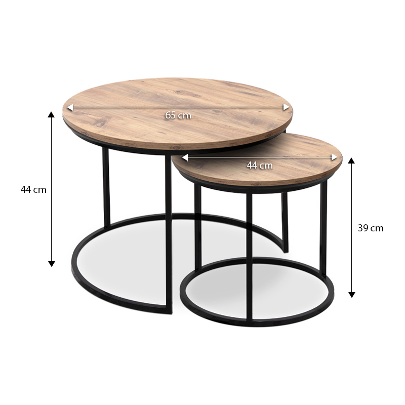 Τραπεζάκια σαλονιού Gary Megapap Mdf - μεταλλικό χρώμα ακακίας 65x65x44εκ.