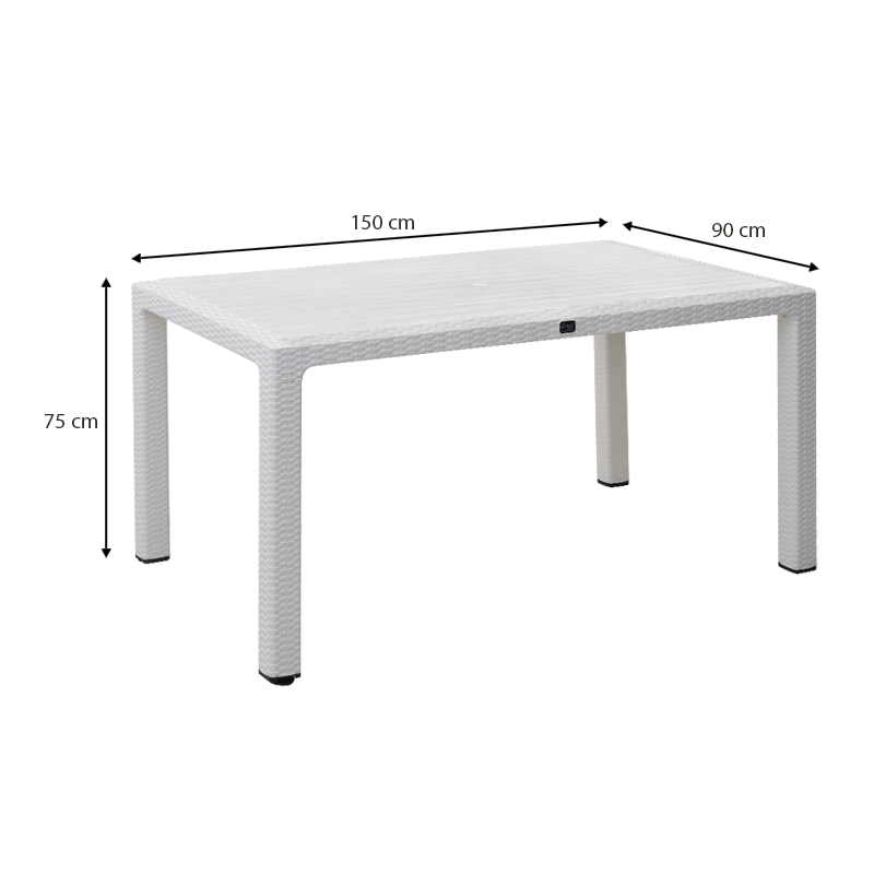 Τραπέζι πολυπροπυλενίου Kalan Megapap χρώμα λευκό 150x90x75εκ.