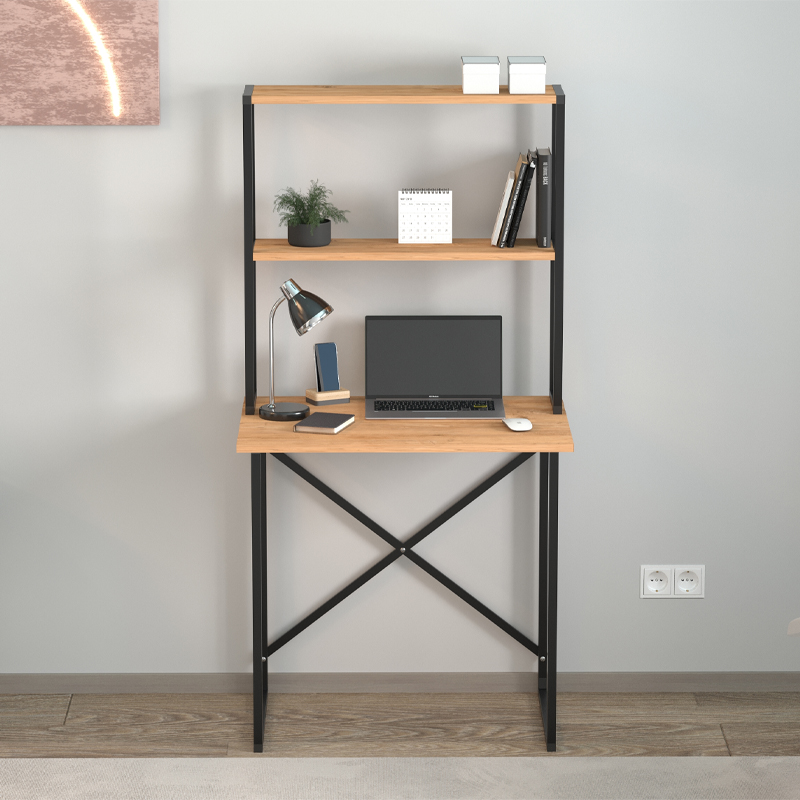 Γραφείο εργασίας Pope Megapap χρώμα pine oak 73x52x146εκ.