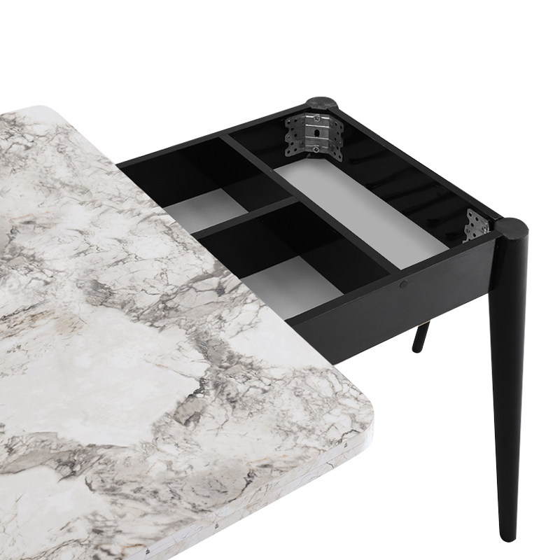 Τραπέζι Dolunay Megapap επεκτεινόμενο χρώμα λευκό εφέ μαρμάρου - μαύρο 100x60(120x100)x79,5εκ.