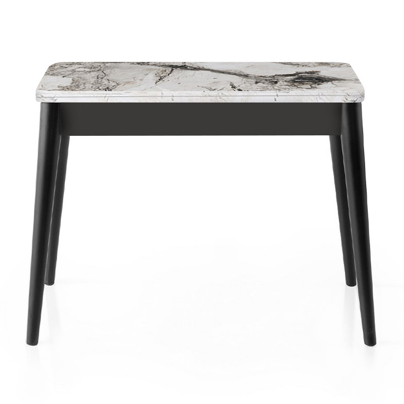 Τραπέζι Dolunay Megapap επεκτεινόμενο χρώμα λευκό εφέ μαρμάρου - μαύρο 100x60(120x100)x79,5εκ.