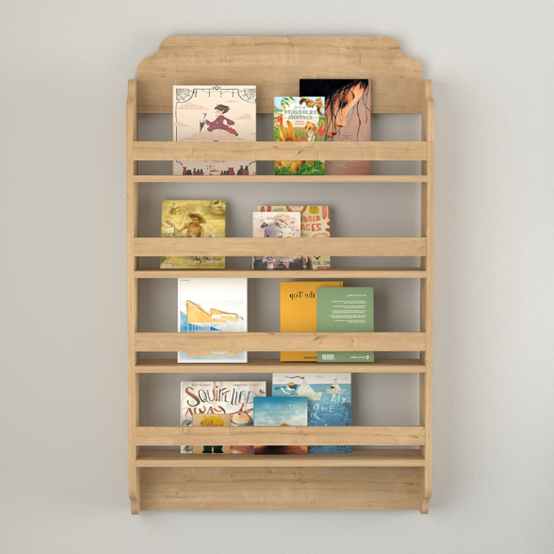 Επιτοίχια βιβλιοθήκη - ραφιέρα Montessori Megapap χρώμα sapphire oak 80x15x132εκ.