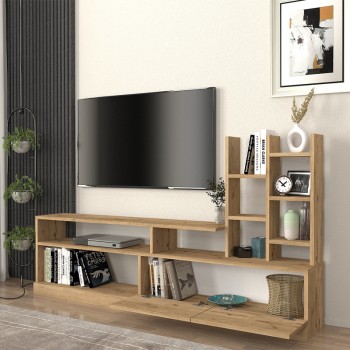 Σύνθεση τηλεόρασης Pesaro Megapap χρώμα sepet oak 165x25x91,3εκ.