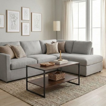 Τραπεζάκι σαλονιού Giza Megapap χρώμα rustic καρυδί 90,2x50,3x50,4εκ.