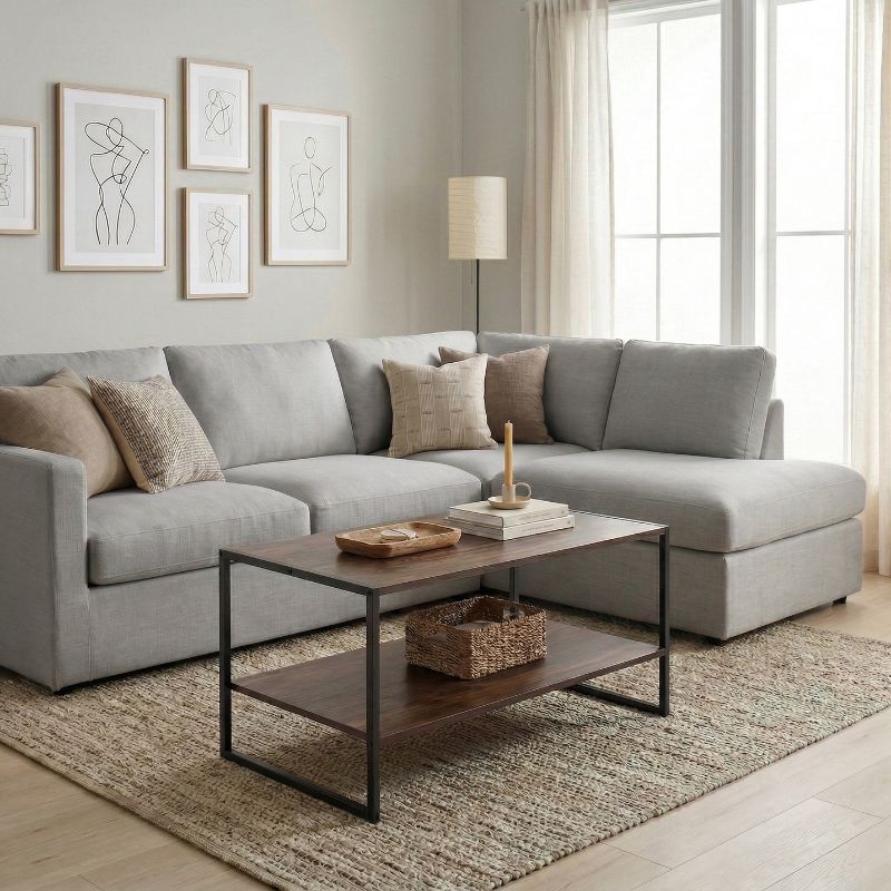 Τραπεζάκι σαλονιού Giza Megapap χρώμα rustic καρυδί 90,2x50,3x50,4εκ.