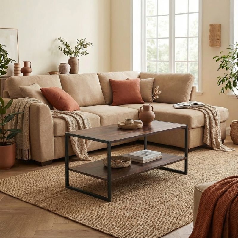 Τραπεζάκι σαλονιού Giza Megapap χρώμα rustic καρυδί 90,2x50,3x50,4εκ.