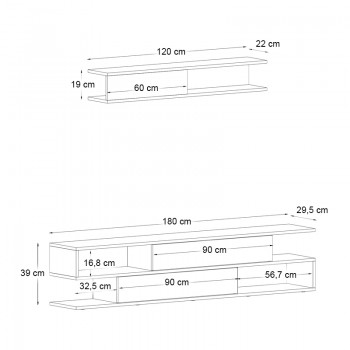 Σύνθεση τηλεόρασης Manet Megapap με LED χρώμα sepet oak - ανθρακί 180x29,5x39εκ.