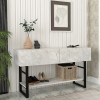 Κονσόλα Aron Megapap χρώμα λευκό εφέ μαρμάρου 138,8x41x75,7εκ.