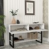 Κονσόλα Aron Megapap χρώμα λευκό εφέ μαρμάρου 138,8x41x75,7εκ.