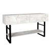 Κονσόλα Aron Megapap χρώμα λευκό εφέ μαρμάρου 138,8x41x75,7εκ.