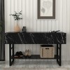 Κονσόλα Aron Megapap χρώμα μαύρο εφέ μαρμάρου 138,8x41x75,7εκ.