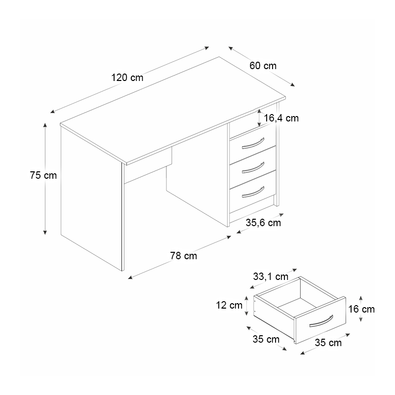 Γραφείο εργασίας Eldoris Megapap χρώμα καρυδί 120x60x75εκ.